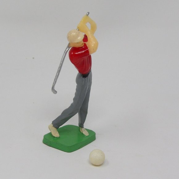 Vintage Golfer in Red Shirt & Golf Ball Cake Toppers 4" - Picture 2 of 10
